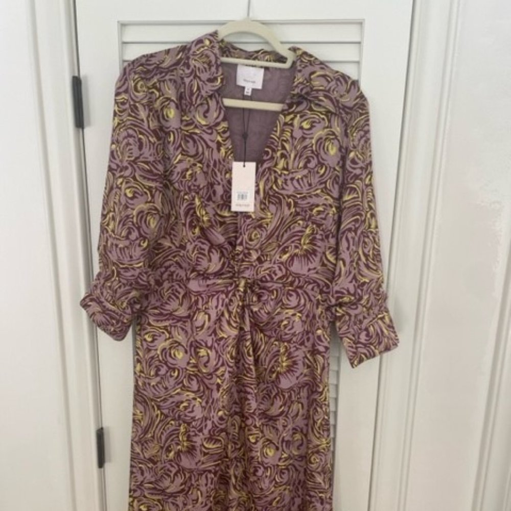 Cinq A Sept NWT Dayna Twist Front Dress Womens 10 Midi Desert Rose